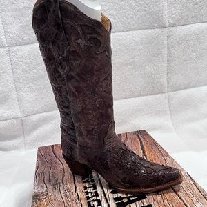 Corral Vintage Chocolate Croc Inlay